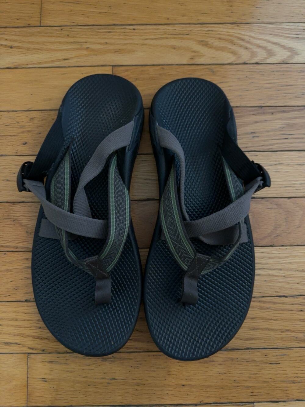 Chaco Hipthong EcoTread Sandals Men’s 13 Green Black Adjustable Hiking Flip Flop